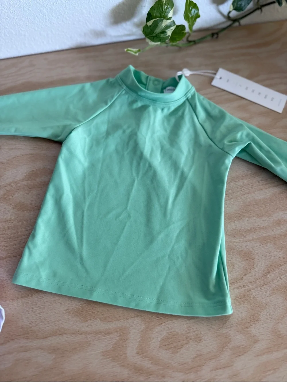 NWT Minnow Kids Set Palm Green Rashguard Lavender Gingham Shorts Sz 1